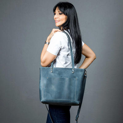 Small Blue Suede Bag, Navy Small Tote Bag, Blue Leather Handbag - Yahoo  Shopping