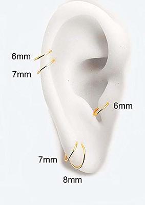 Thin 15mm Hoop Earrings Cartilage 14K Gold Filled for Small and Thin  Earlobes (15mm 21 Gauge/Round Smooth) - Yahoo Shopping