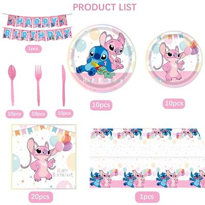 72PCS Stitch Birthday Party Supplies, Pink Stitch Decorations Includes  Banners Tablecloths, Napkins, 9in Plates, 7in Plates,Knives, Forks, Spoons  for Girls - Yahoo Shopping