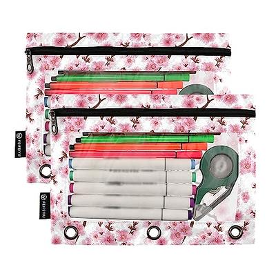 Cherry Blossom Pink Personalized Pencil Pouches Bulk for 3 Ring