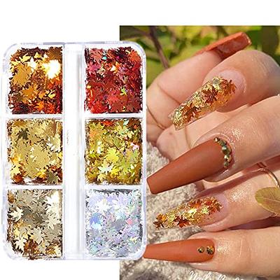 BeautyBigBang 12 Colors Nail Art Foil Sticker Leaf Gold Silver Flakes  Chunky Glitter Manicure Makeup Xmas DIY Nail Decoration