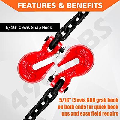 5/16 Clevis Grab Hooks Chain Hook Tie Down Towing Flatbed Truck Trailer  2PCS