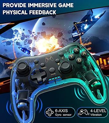 Enhanced Switch Pro Controllers Compatible for Switch/Lite/OLED/Wired PC,  Wireless Switch Controller with TURBO,Wake-up Function, 7-Axis Gyro,  Adjustable Vibration and Colorful LED (Black): Desktop: Video Games 