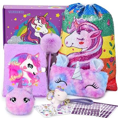 Lorfancy Girls Unicorn Gifts Toys Age 6 7 8 9 10 Kids Unicorns Diary with  Lock Sequin Drawstring Bags Stuffed Animal Plush Pencil Case Keychain Purse  Stickers Teen Birthday Gift (Purple) - Yahoo Shopping