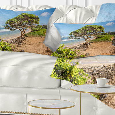 Designart Giant Tree with Woman - Abstract Throw Pillow - 12x20