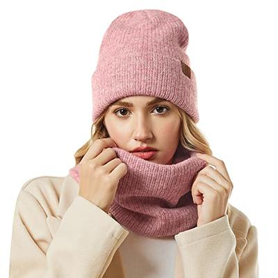 Winter Beanie Hats Scarf Set Warm Knit Hats Skull Cap Hat & Scarf For Men  Women 