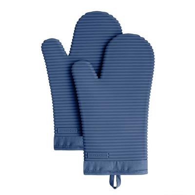 Nautica Grey Striped 100% Cotton Mini Oven Mitts With Silicone