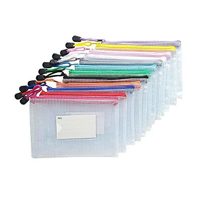 12PCS Mesh Zipper Pouch, Waterproof Tear-Resistant Document File Folders,  A3 Size Zipper Documents Pouch Document Organizer Bags for School Office