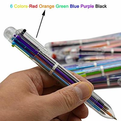  LABUK 20pcs Multicolor Ballpoint Pen 0.5mm 6-in-1 Transparent  Barrel Ballpoint Pen for Office School Supplies Students Children Gift :  Office Products