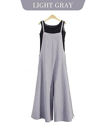 YESNO Women Casual Loose Long Bib Pants Wide Leg Jumpsuits Baggy