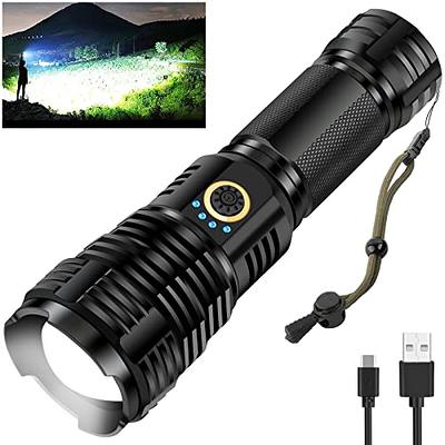 2 Types Flashlights High Lumens, Rechargeable Flashlights Super Bright Flash  Light, Battery-Powered Handheld Flashlights for Emergency Camping Gift,  IPX4 Waterproof