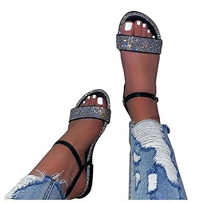 Two-Strap Crystal Footbed Slide Sandals