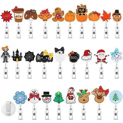 Barydat 27 Pcs Halloween Fall Badge Reel Retractable Felt Badge