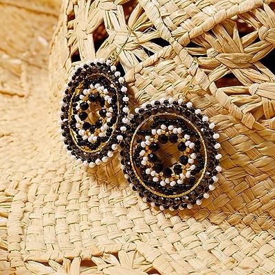 A Golden Cloud Black And White Seed Beaded Boho Earrings For Women