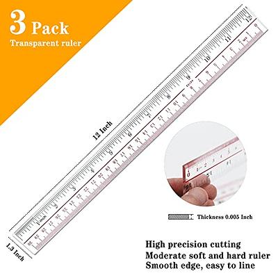 Adisalyd- Ruler, Plastic Clear Rulers 12 inch Pack of 3, Office