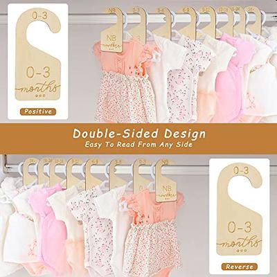 Baby Closet Dividers for Clothes Organizer - Set of 7 Adorable Wooden  Double-Sided Baby Clothes Size Hanger Organizer from Newborn to 24 Months  for