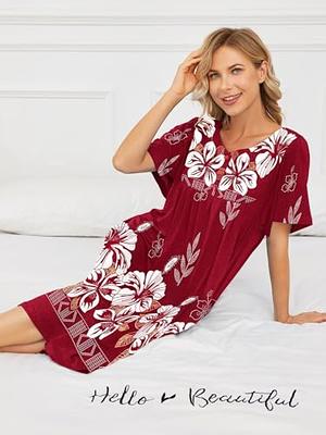 All-Cotton Nightgown with Pockets - Short Sleeve Nightdress