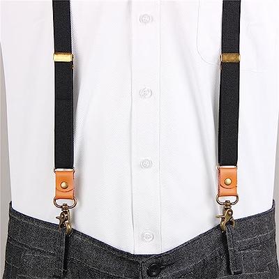 Mens Blue Jeans Suspenders Y Shape Back Button & Clip Convertible