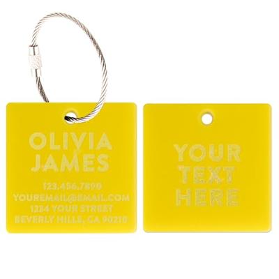 DREAMYDECOR Custom Luggage Tags - Acrylic Tags with Holes & Steel Loops |  Personalized Luggage Tags also for Backpacks & Sports Bags | Bag Tags