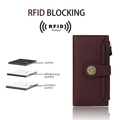 APHISON Womens Wallets RFID Blocking PU Leather Clutch Long Wallet for  Women Card Holder Phone Organizer Ladies Travel Purse Hollow Out Sunflower  Design Gift Box 2214 Brown at  Women's Clothing store