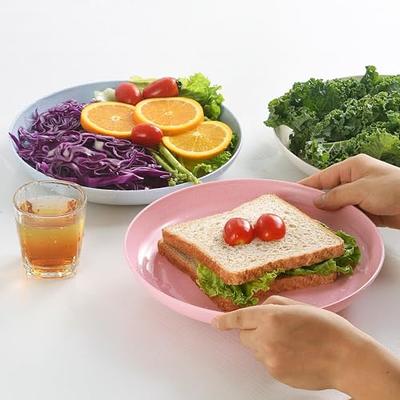 4 Pack Unbreakable Divided Plates, 6 Compartments Wheat Straw