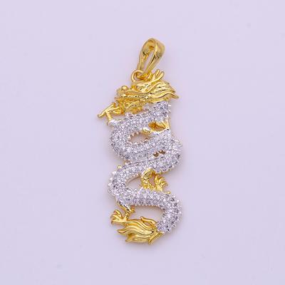 Dragon Charms for Necklace, 18K Gold Filled Charm Pendant With CZ