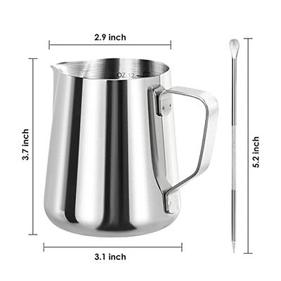 Milk Frothing Pitcher Jug & Frother Cup with Art Pen, Stainless Steel  12/20Oz