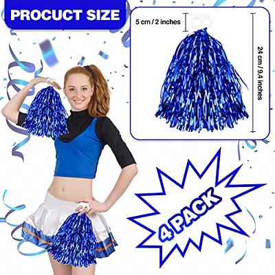 2 Pack Metallic Foil Cheerleader Pom Poms & Plastic Ring Cheer Poms with  Baton Handle Cheerleading Pompoms for Sports Party Dance Team Accessories  Cheering Squad Spirit 