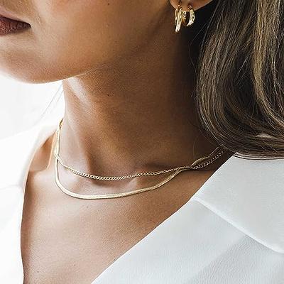 KDIZI Layered Necklaces for Women, Dainty 14k Gold Plated Simple Double  Necklace Layering Herringbone Cuban Chains Necklace Chunky Thick Chain  Choker Necklace Set Stack Trendy Jewelry Gifts for Girls - Yahoo Shopping