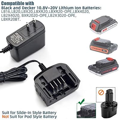 Biswaye LCS1620 20V Charger Compatible with Black & Decker 20V MAX Lithium  Battery, 2-Pack 4.0Ah 20V Lithium Battery LBXR20 Replacement for Black 