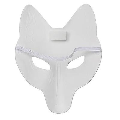 Half Blank White Mask Unpainted Cat Mask for DIY Hand Painting, 3 Pack