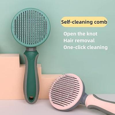 Depets Self Cleaning Slicker Brush, Dog Cat Bunny Pet Grooming Shedding Brush - Easy to Remove Loose Undercoat, Pet Massaging Tool Suitable for Pets