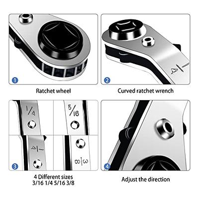Hvac Service Wrench Tools:3/16” to 3/8” 5/16'' x 1/4''Air Conditioner Valve  Ratchet Wrench with 2 Hexagon Bit Adapter Kit for Air Refrigeration and