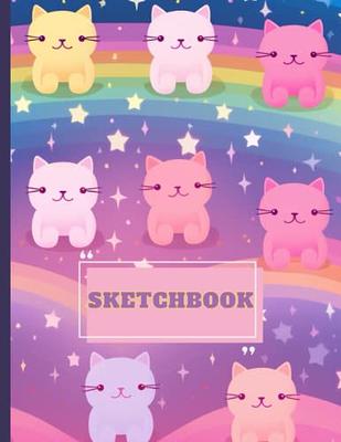Sketchbook: Cute Happy Cats, Large Blank Sketchbook For Kids, 110 Pages,  8.5 x 11, Letter Size, For Drawing, Sketching & Doodling (Kids Drawing