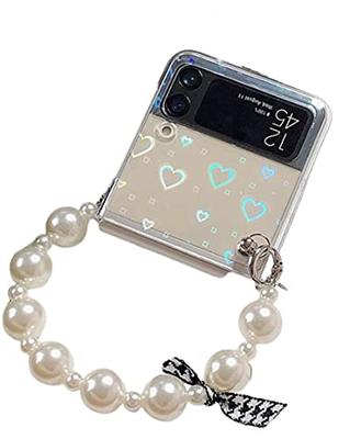 for Samsung Galaxy Z Flip 4 Case for Women Girls with Strap,Galaxy Flip 4  Case Luxury Bling Diamond Crystal Rhinestone Design,3D Cute Glitter Clear