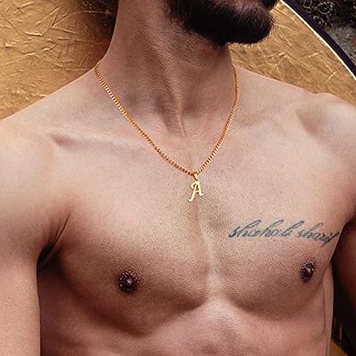 LUXEJEW Gold Cuban Chain Initial Necklaces for Men, Gold Plated Letter A Pendant  Initial Necklace for Men Mens Chain Gold Letter Necklace Gold Initial  Necklaces for Men Simple Mens Jewelry Gifts