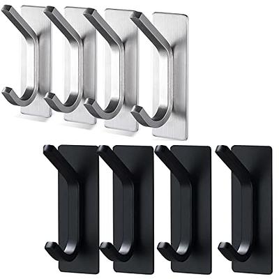 VIS'V Adhesive Hooks, Black Adhesive Wall Hooks Heavy Duty Waterproof  Stainless Steel Self Adhesive Hooks