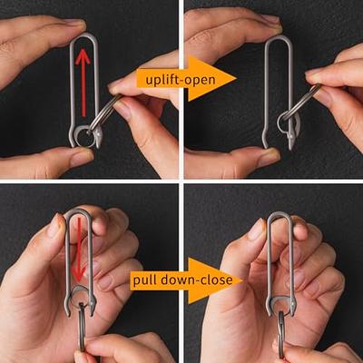 FEGVE Belt Clip with Detachable Titanium Key Ring and D-shaped keyring,  Duty Belt Key Holder Key Clip Carabiner Keychain for Men