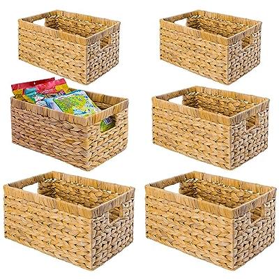 StorageWorks Wicker Baskets for Storage with Liners, Water Hyacinth Storage  Baskets for Organizing, Handwoven Wicker Storage Cubes, Medium, 2 Pack