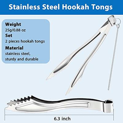 2 Packs Tongs Sets Stainless Steel Charcoal Tongs Metal Narguile