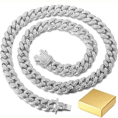 Halukakah Diamond Cuban Link 14MM,Gold Chain for Men Iced out 