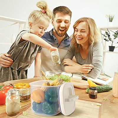 Qiveno Airtight Rice Storage Bin Flour Storage Container 10 Lbs/5.81Qt,  Clear Food Container with Measuring Cup Airtight Lid for Kitchen Pantry