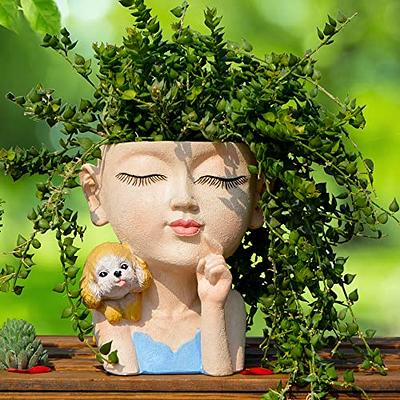 JYTTI Face Flower Pot Head Planter, Planters for Indoor Plants, Small Plant  Pots, Plant Pot with Drainage, Succulent Flower Pots, Dog Mom Gifts for  Women, Modern Vase Decor for Her Home 