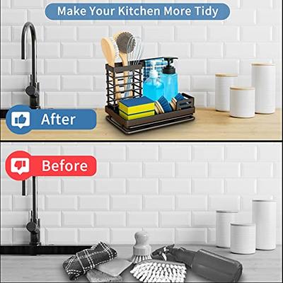 Consumest Kitchen Sponge Holder + Dish Brush Holder for Kitchen