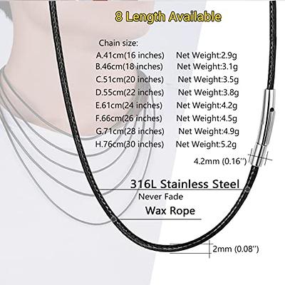 PROSTEEL Black Leather Necklace Cord Rope Chain for Men with Stainless  Steel Clasp 3mm 30 