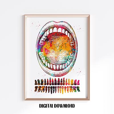 Dental Tools Watercolour Art Print, Dentist Tools Poster, Gift for