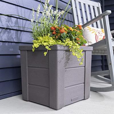 Verel Set of 2 Tall Outdoor Planters - 24 inch Large with Small Planting Pots - Indoor and Flower for Front Door, Patio Deck, Black
