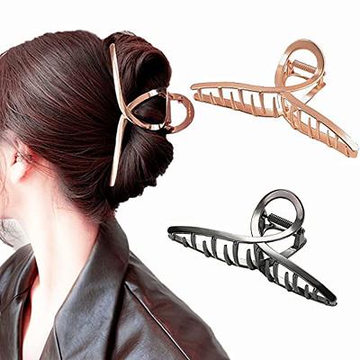 5PCS Large Claw Hair Clips for Thick Hair Big Banana Hair Clips for Women  Nonslip Strong Hold Hair Claw Clip (Metal Gold)