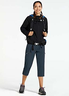 SANTINY women Hiking Cargo Pants Lightweight Quick Dry Outdoor Capris XL  black