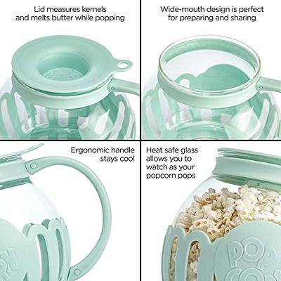 Ecolution Patented Micro-Pop Microwave Popcorn Popper with Temperature Safe Glass 3-in-1 Lid Measures Kernels and Melts Butter Made Without BPA Dishwa